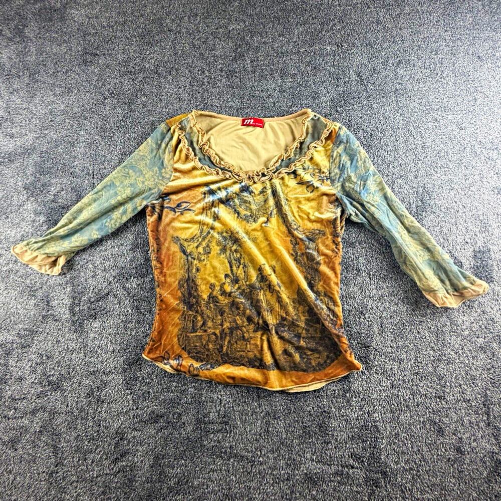 Vintage Y2K M by Amour Renaissance Pastoral Mesh Top